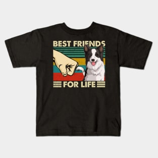 Sleek and Spirited Border Collie Dog Best Friends For Life Kids T-Shirt